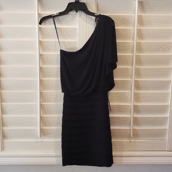 B. Darlin NWT Women One Shoulder Cocktail Dress Black Size 1/2 - Picture 2 of 8